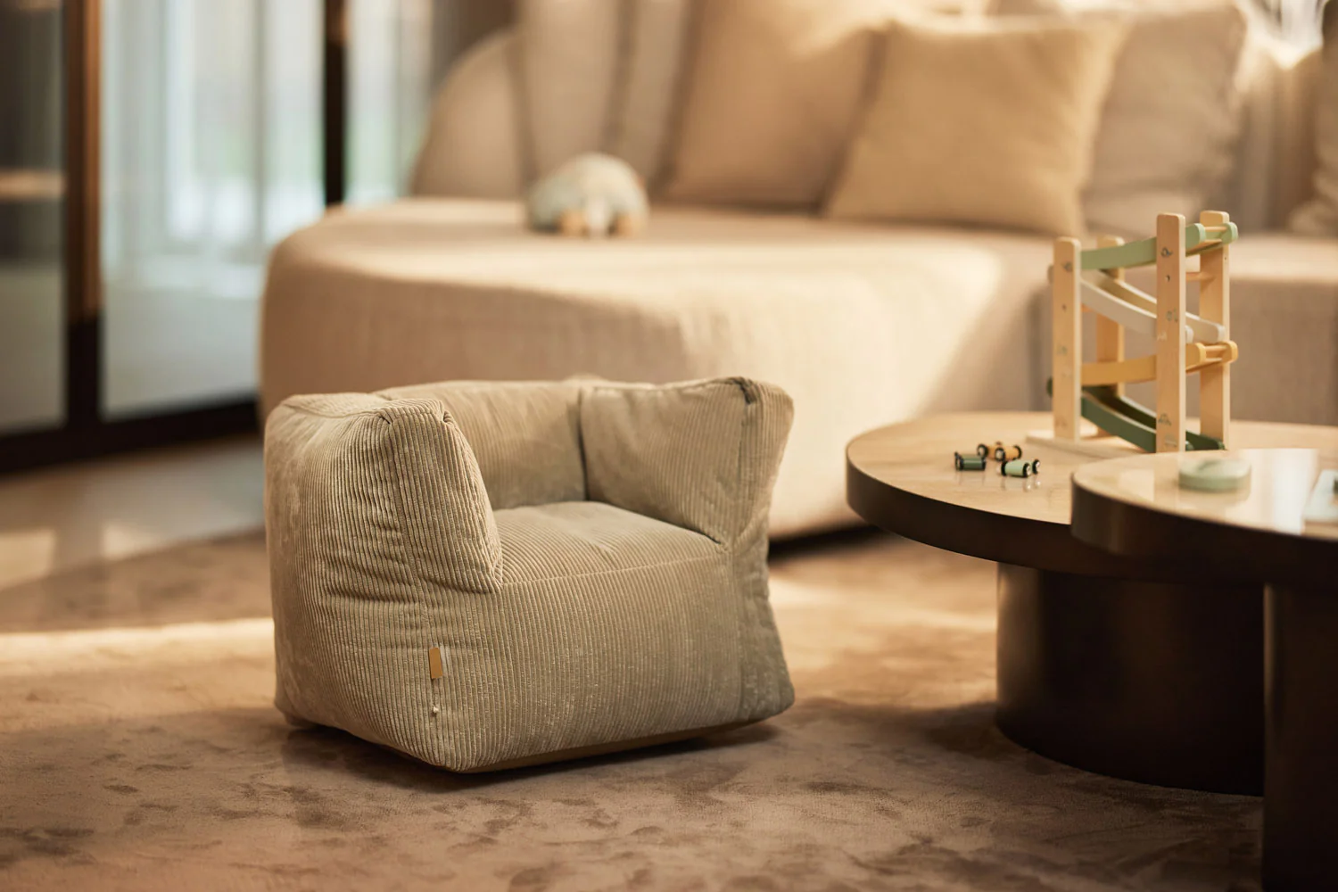 Jollein – Fauteuil pouf Corduroy Olive Green – Image 3