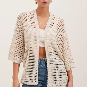 15855 Cardigan oversize ajouré pour femme