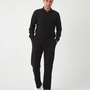 pantalon homme jacquard effet lavage taille élastique