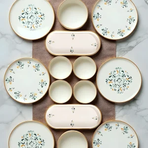 Service petit-déjeuner empilable D-Harma pour 6 personnes – Set de présentation luxe 14 pièces