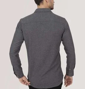 Chemise homme slim fit unie gris anthracite style bûcheron-6488