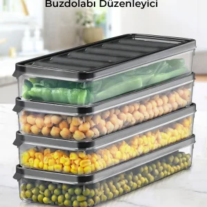 Set de 4 contenants de conservation 1000 ml pour réfrigérateur et micro-ondes