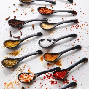 Lot de 12 cuillères de service et à épices noires – Cuillères pour petit-déjeuner, miel, sucre et confiture