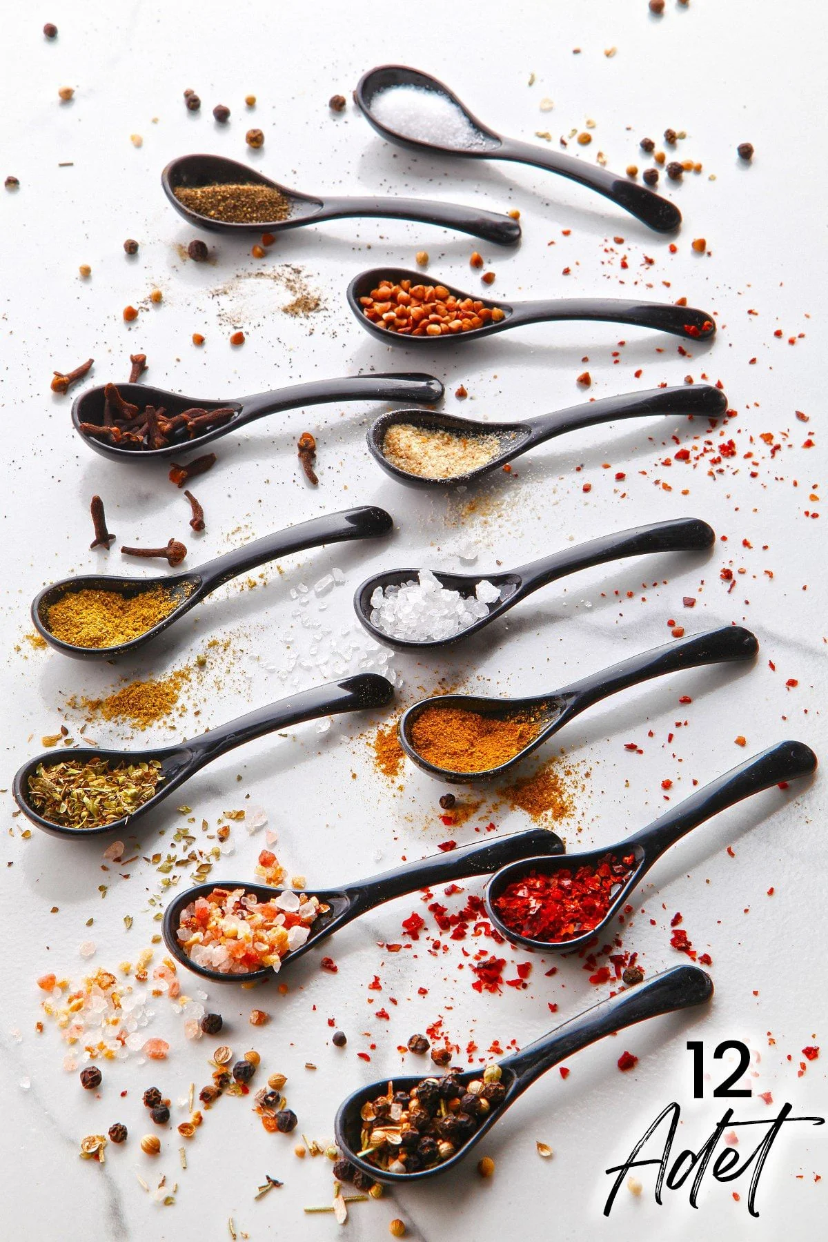 Lot de 12 cuillères de service et à épices noires – Cuillères pour petit-déjeuner, miel, sucre et confiture – Image 2