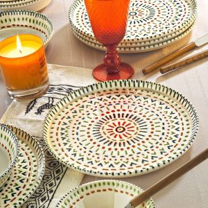 Service de table en porcelaine New Bone « Mandala Zen » 18 pièces pour 6 personnes