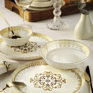 Service de table en porcelaine New Bone « Valse Florale » 18 pièces pour 6 personnes – Assiettes et bols à soupe