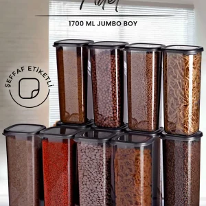 Set de 12 bocaux carrés de conservation 1700 ml avec étiquettes