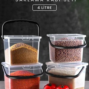 Mega Boy – Lot de 4 bacs carrés pour farine et légumineuses (4 L)