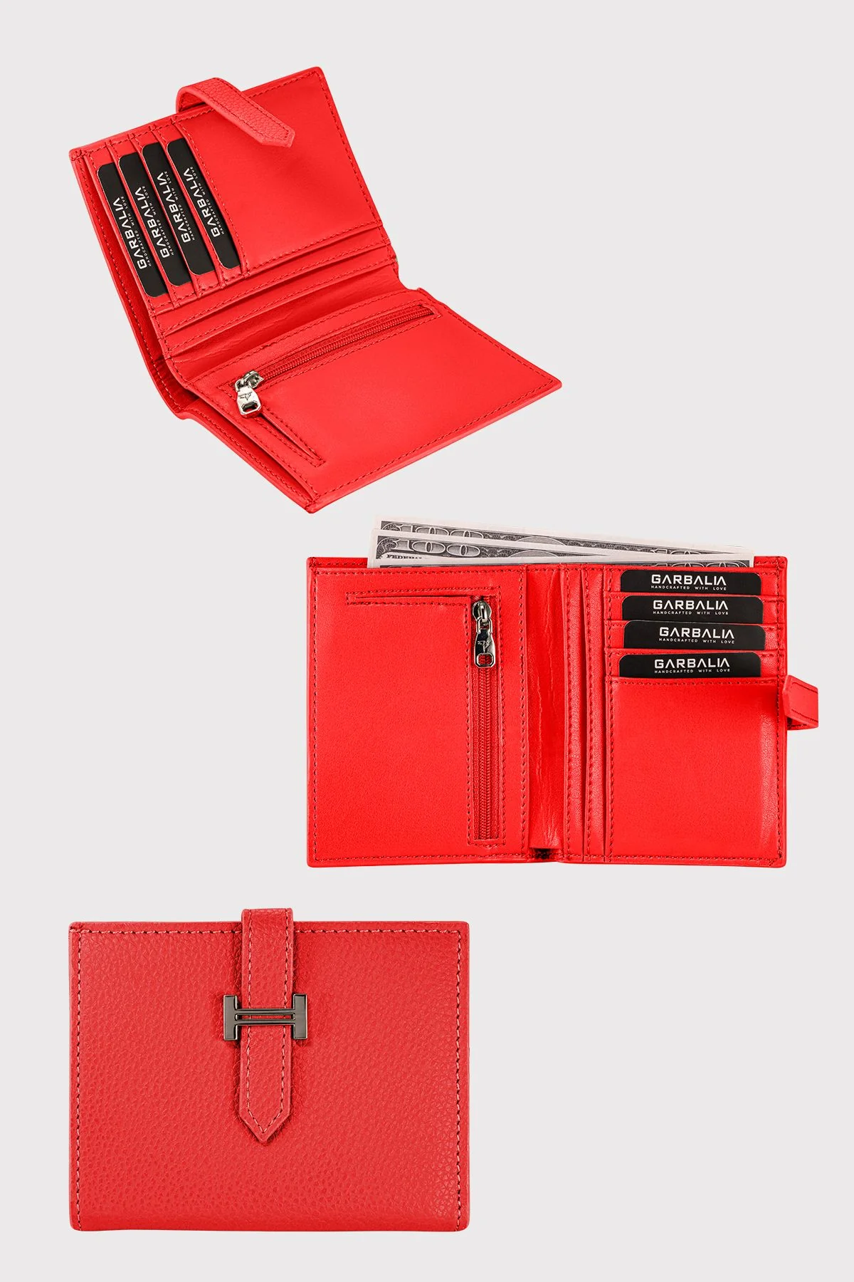 Porte-cartes femme zippé avec porte-monnaie et fermeture à sangle – Helsinki – Image 9