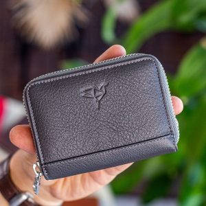 Portefeuille unisexe en cuir véritable Crazy Leather zippé avec porte-monnaie – Taba Sydney