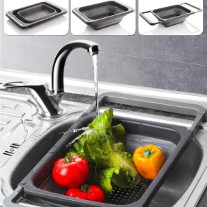 Égouttoir évier pliable en silicone 5,5 L avec bras ajustables