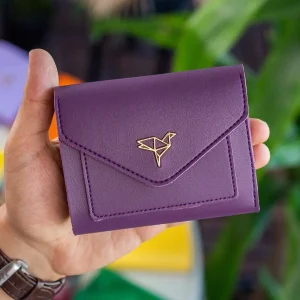 Portefeuille Femme Mini Violet Prune en Cuir Vegan avec Porte-Monnaie et Multi-Compartiments Cartes