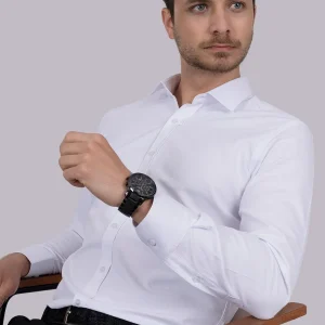 chemise homme blanche slim fit à boutons cadeau-6433