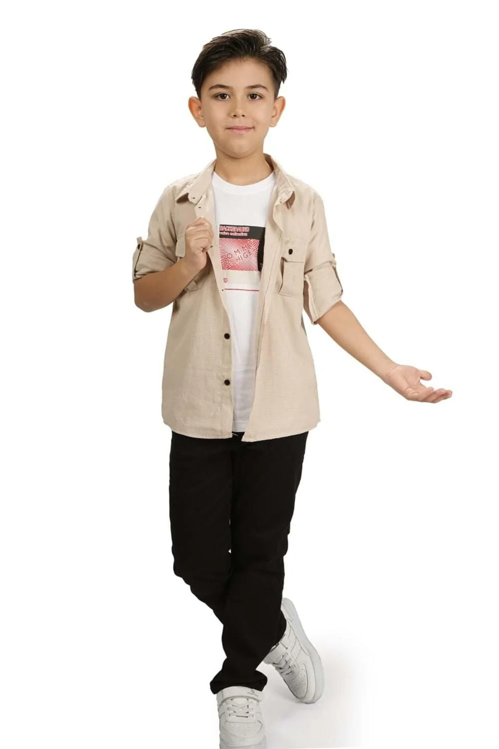 Ensemble Garçon Casual 3 Pièces Chemise T-shirt et Pantalon – Image 5