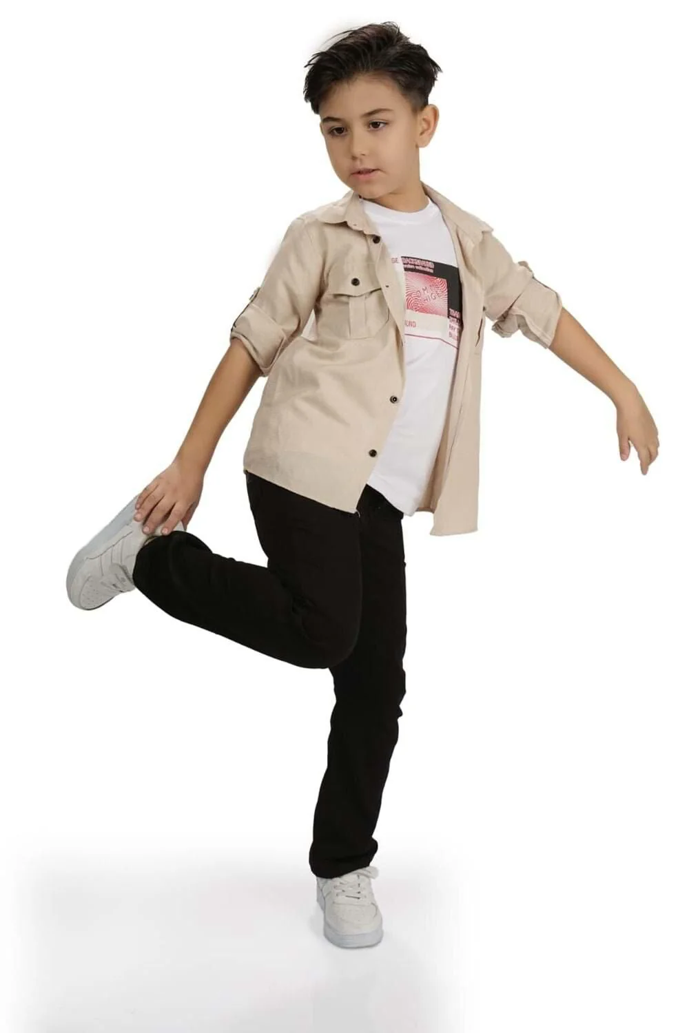 Ensemble Garçon Casual 3 Pièces Chemise T-shirt et Pantalon – Image 8