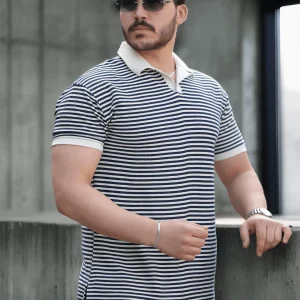 polo homme à rayures tricotées confortable