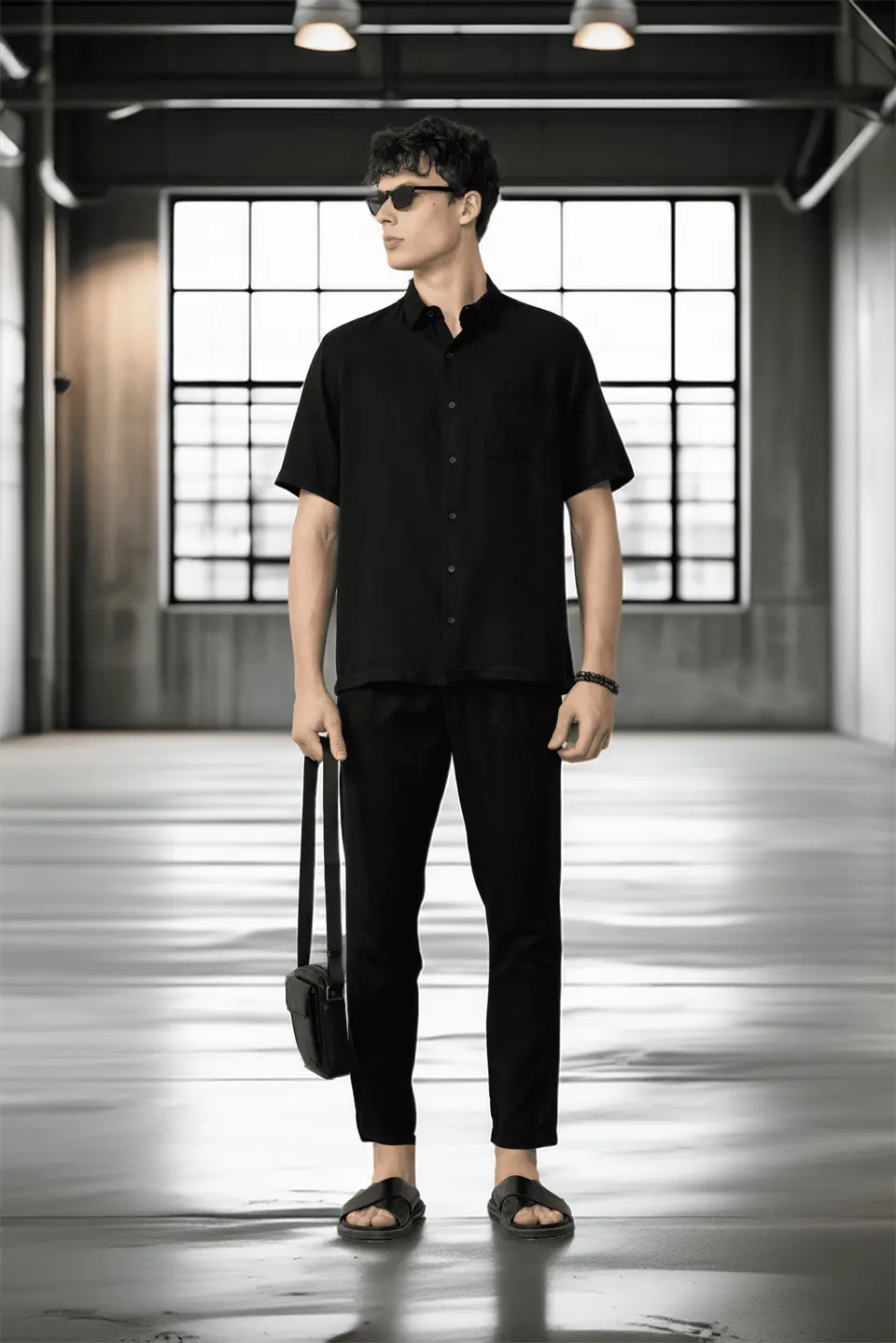 pantalon homme coton naturel cordon et zip – Image 3