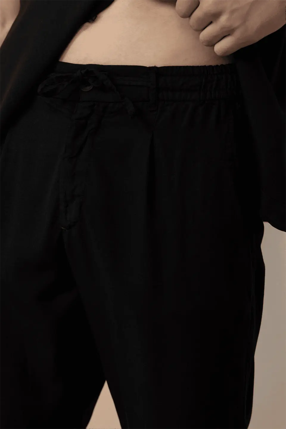 pantalon homme coton naturel cordon et zip