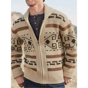 Cardigan tricoté à motifs pour homme