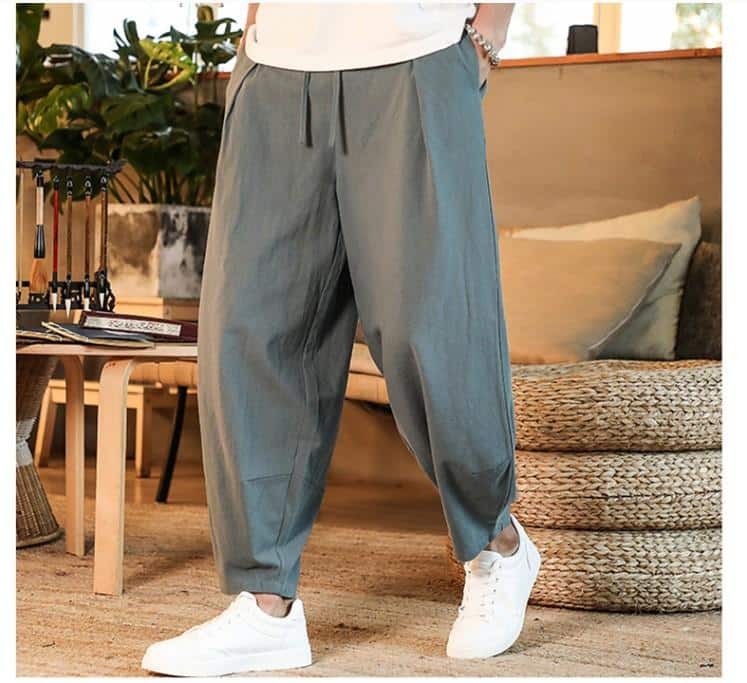 Pantalon cocooning sarouel en coton et lin – Image 2