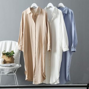 Robe chemise cocooning en coton et lin