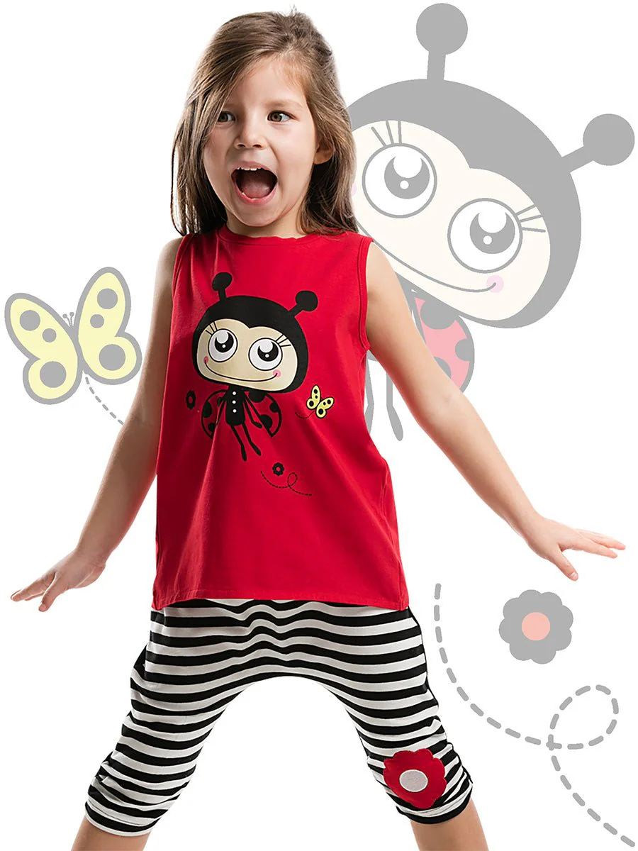 Ensemble 2 pièces filles – Capri à appliqué et T-shirt à dos en forme d'ailes