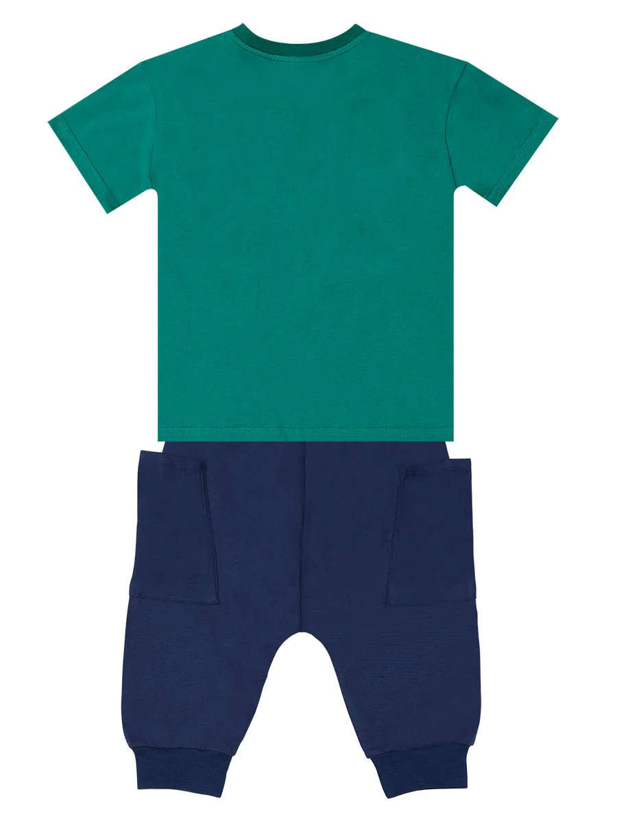 Ensemble Garçon T-shirt Vert Imprimé Crocodile et Pantalon Capri – Image 5