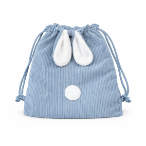 Sac pochon lapin velours bleu