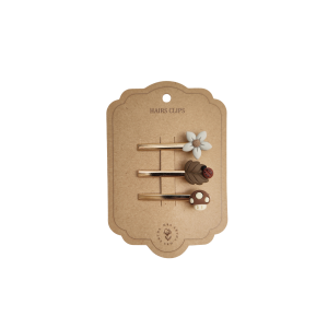 Mrs Ertha – Lot de 3 barrettes Fleur, feuille et champignon