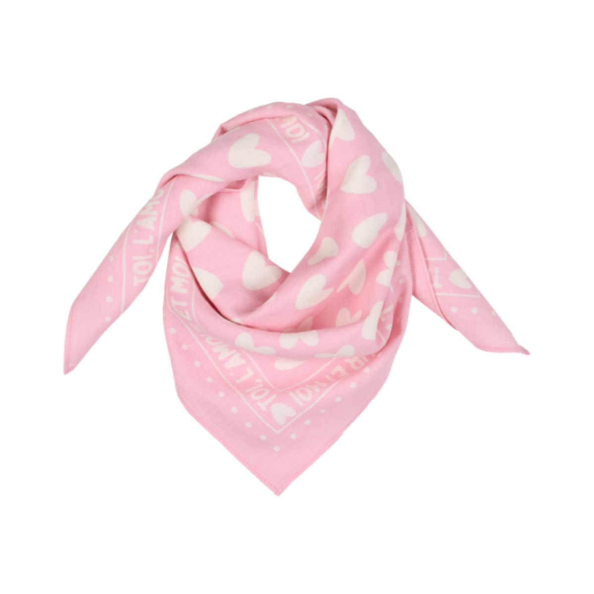 Atelier wagram – Foulard 100 cm Rose coeurs blancs – Image 2