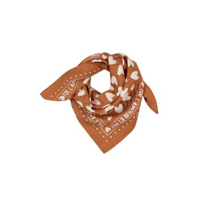 Atelier wagram – Foulard 100 cm marron cœur blanc