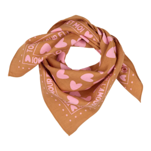 Atelier Wagram – Foulard 55 cm marron cœur rose