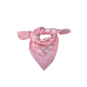 Atelier wagram – Foulard 55 cm rose cœur blanc