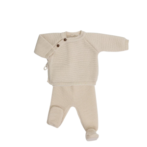 3KG7 – Ensemble en maille Sable 0/1 mois