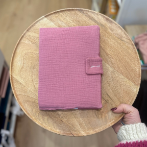 Protège carnet de santé gaze de coton vieux rose