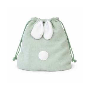 Sac pochon lapin gaze de coton vert