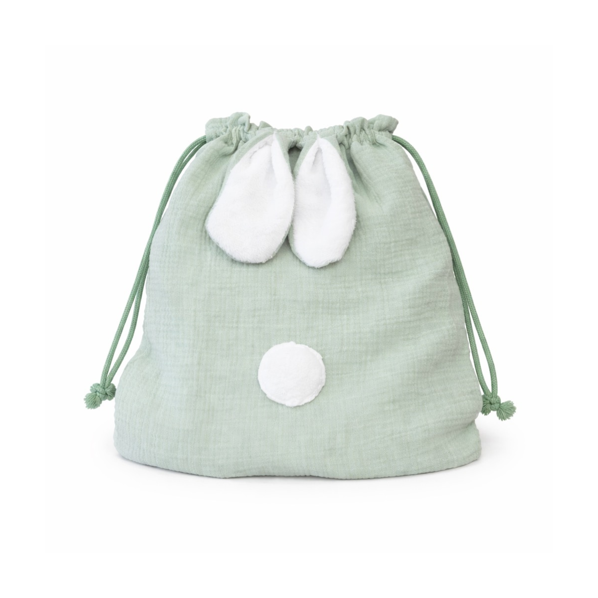 Sac pochon lapin gaze de coton vert