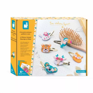 Janod – 6 Barrettes animaux paillettes à créer