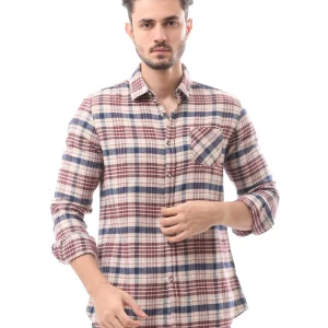 Chemise homme à carreaux à manches longues avec poche poitrine - FSH23ACCR19818TM1