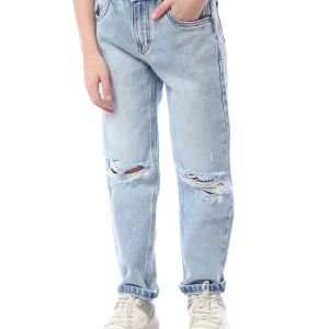 Jeans Garçon Large avec Détails Distressed – Look Moderne et Confort pour le Quotidien - JNS23SLCW22652TB1
