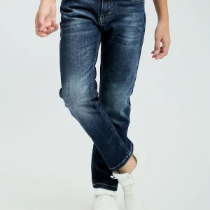 Jean Garçon Bleu Foncé – Coupe Droite Confortable et Style Casual - JNS24GCBW31362TB1