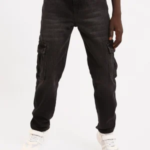 Jean cargo ado garçon en denim avec poches latérales – Coupe confortable - JNS25GBBW76704MJ1