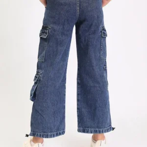 Jean Cargo Fille Wide Leg – Coupe Large avec Poches - JNS25GLGW71406MR1