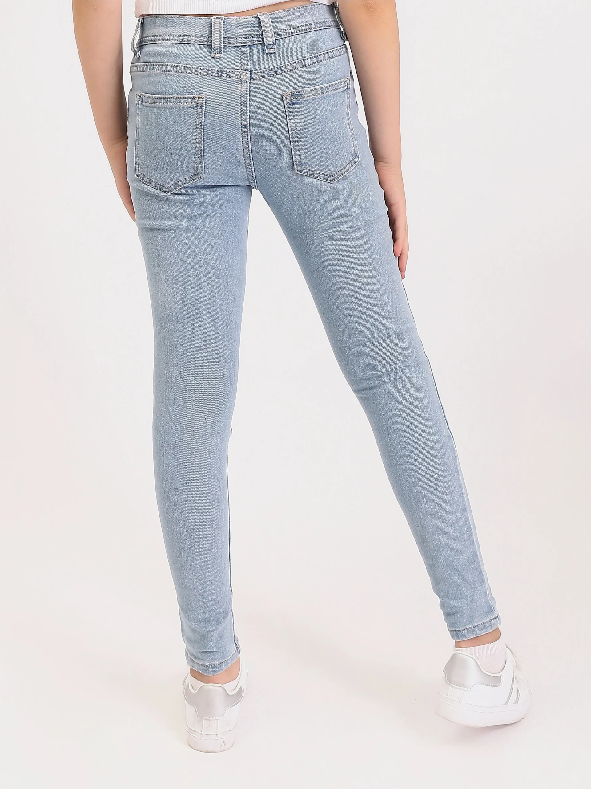 Jean Skinny Ado Fille Bleu Clair – Coupe Slim Stretch avec Détails Patchs - JNS25SKNE70568MR1 – Image 4