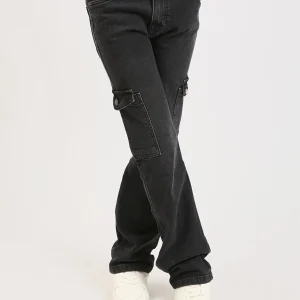 Pantalon cargo ado fille en denim avec poches latérales – Coupe confortable - JOG25GDBP71446MR1