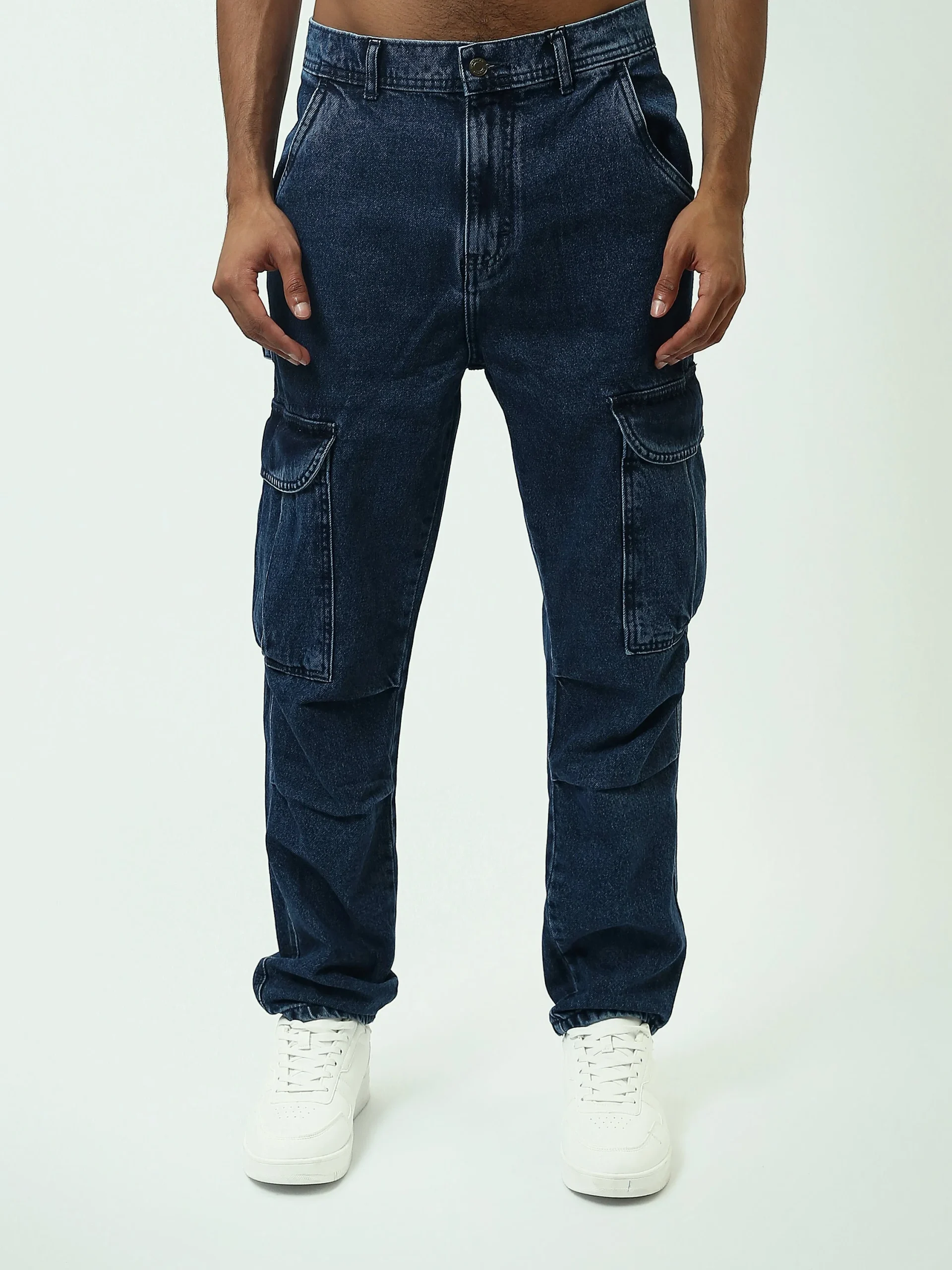 Jean cargo homme en denim avec poches latérales pratiques - JOG25GDWL24276TM1 – Image 3