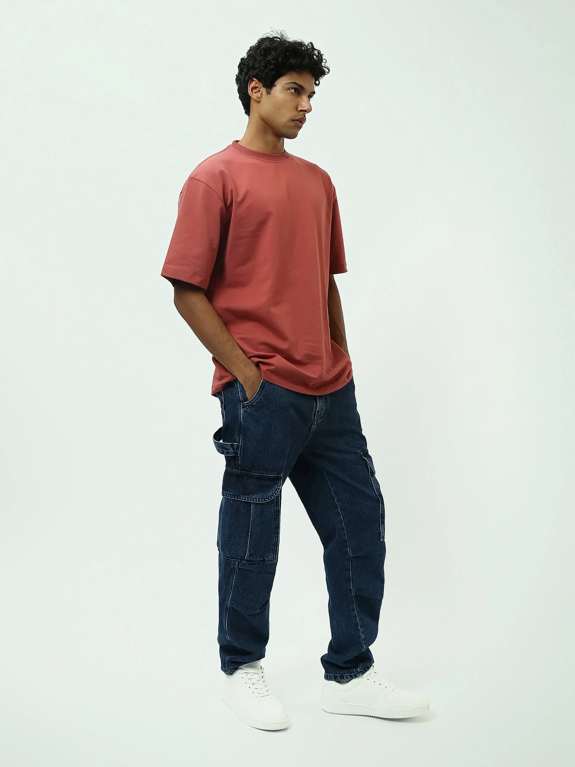 Jean cargo homme en denim avec poches latérales pratiques - JOG25GDWL24276TM1