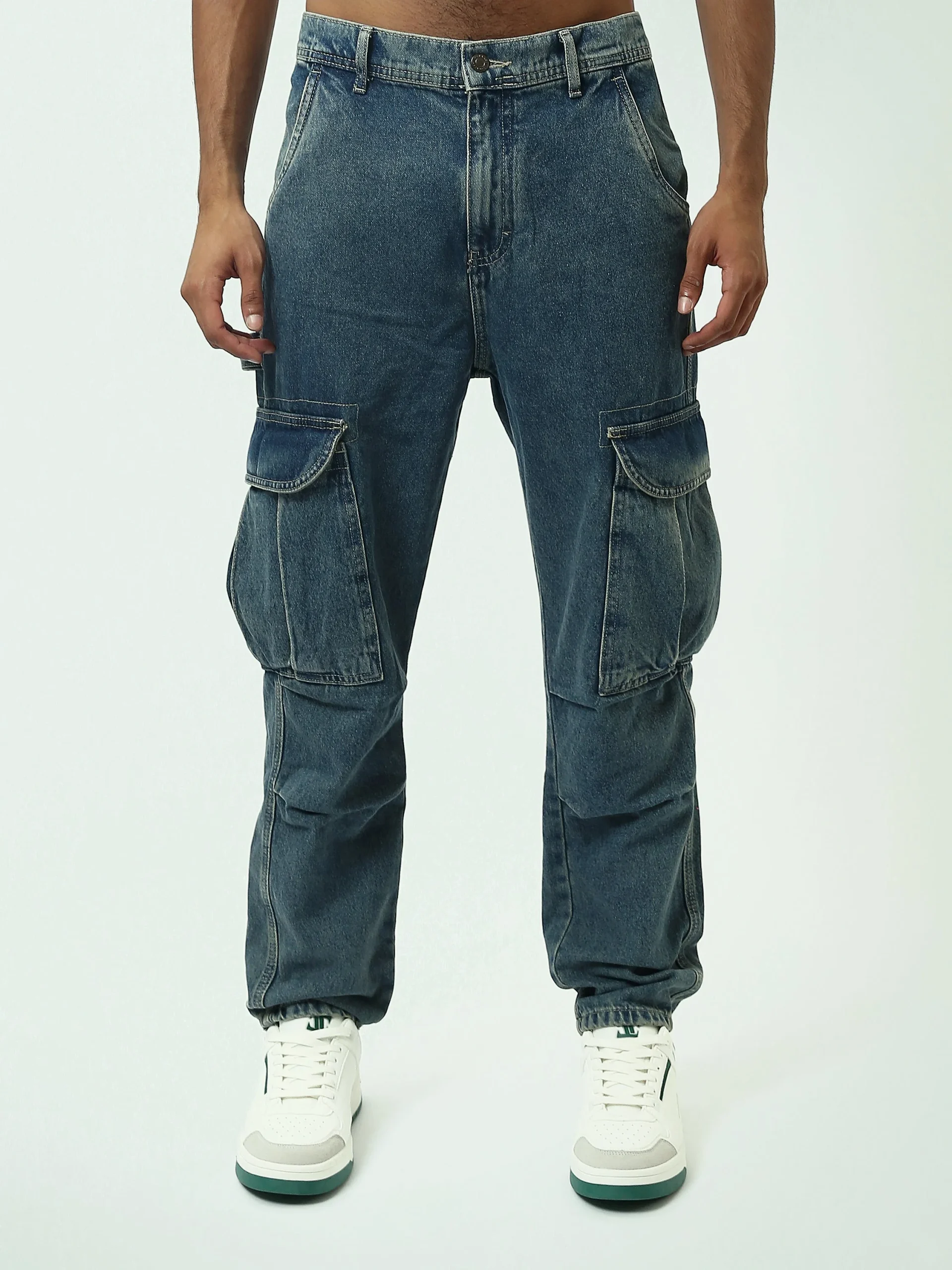 Jean cargo homme en denim avec poches latérales pratiques - JOG25GDWL24276TM1 – Image 8