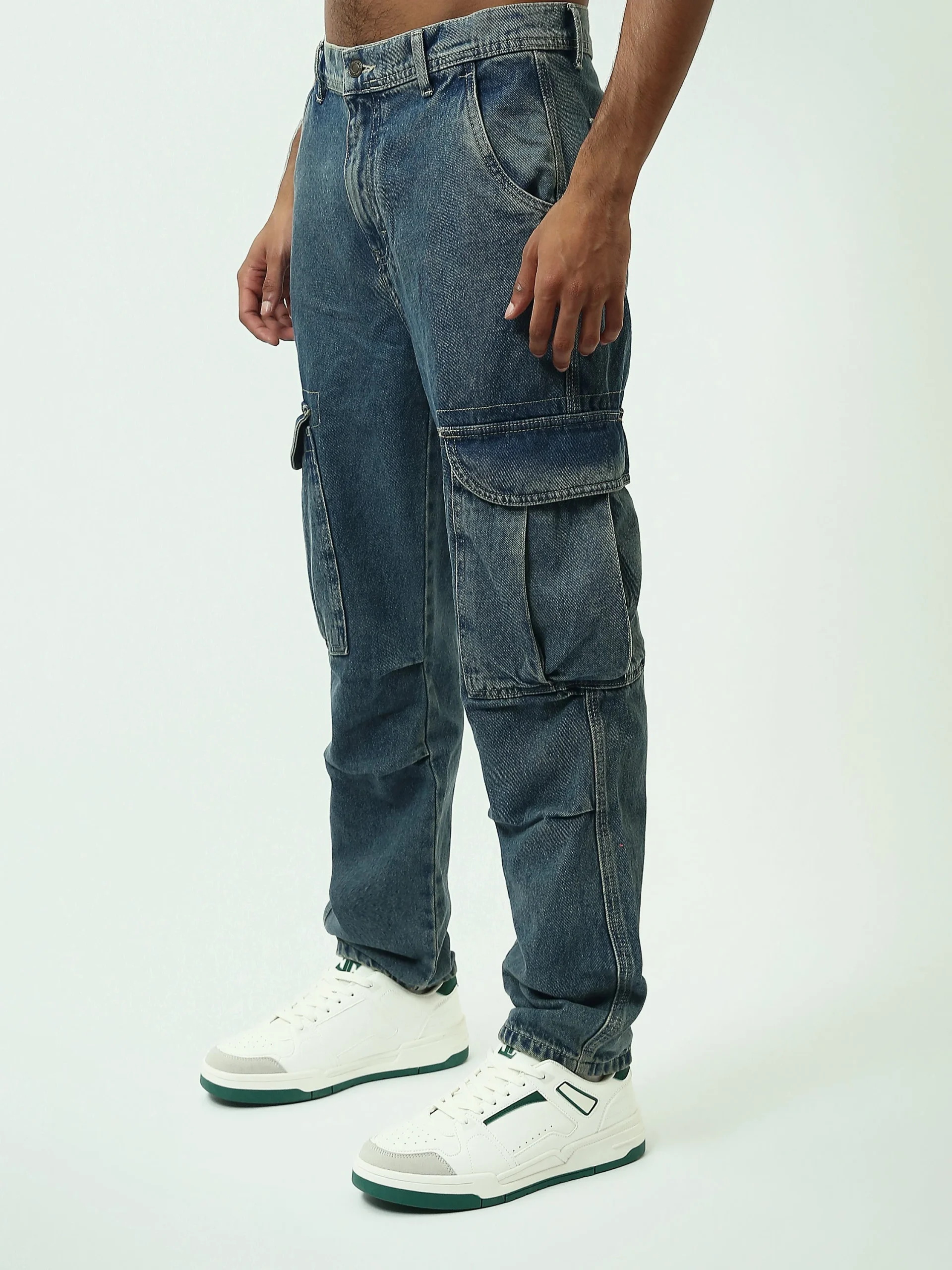 Jean cargo homme en denim avec poches latérales pratiques - JOG25GDWL24276TM1 – Image 9