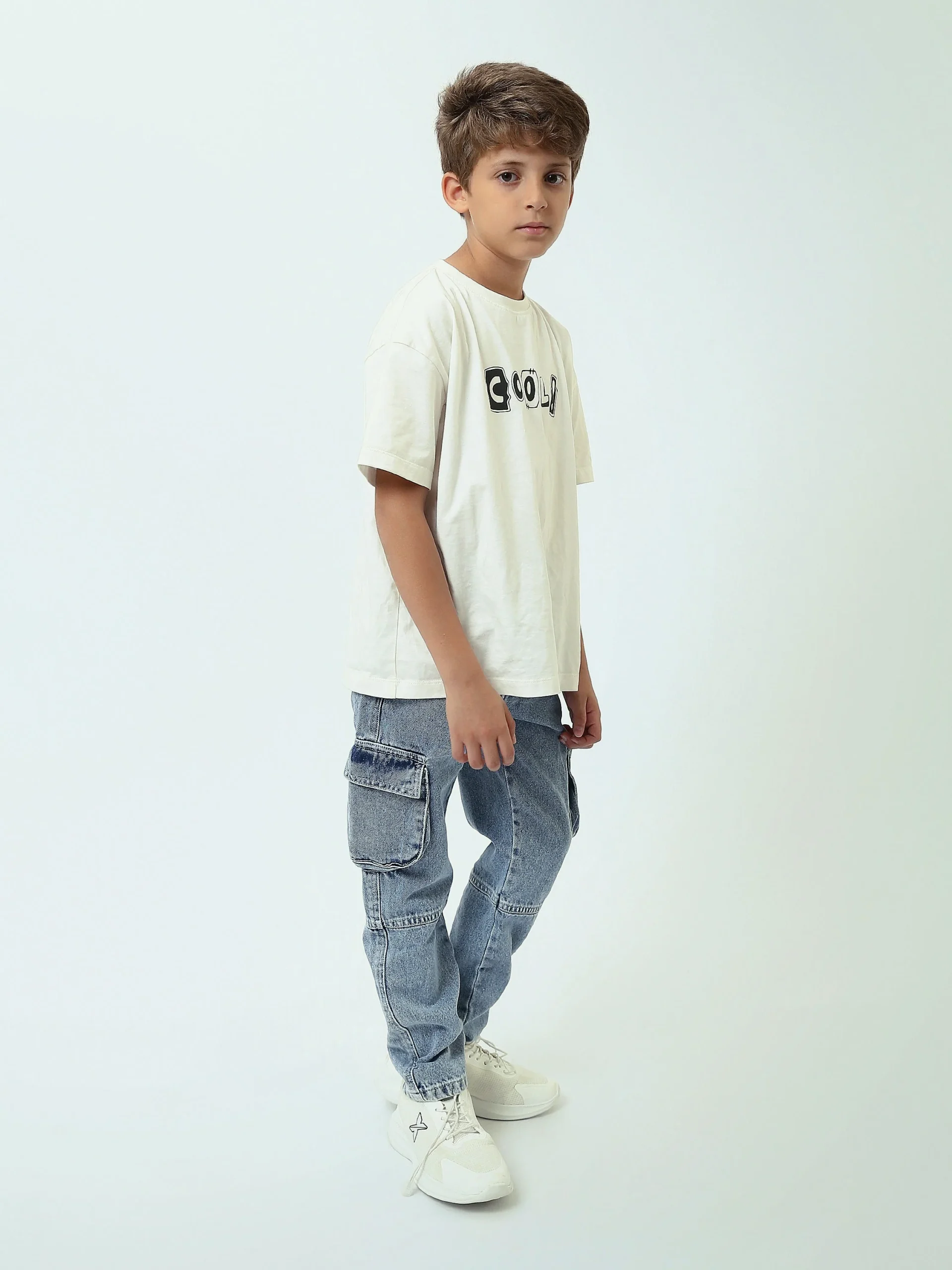 Jogger garçon style cargo en denim délavé avec poches latérales - JOG25GDWL24295TB1 – Image 9